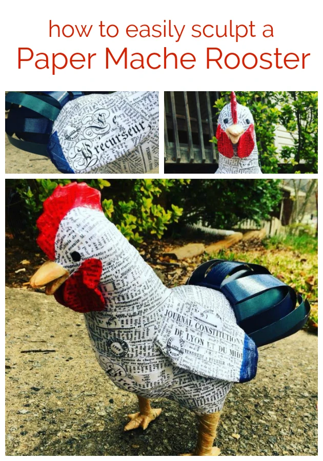 Learn how to easily sculpt a paper mache rooster with this great tutorial!  This project tutorial will show you exactly how to make a farmhouse-style rooster for your decor or just for fun!